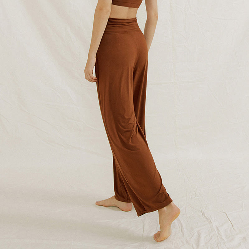 Pantalones de pierna ancha Leica para mujer, holgados, de talle alto y estilo casual con Buddha Stones - image 5