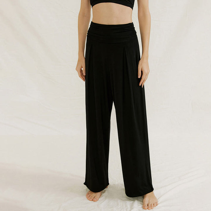 Pantalones de pierna ancha Leica para mujer, holgados, de talle alto y estilo casual con Buddha Stones - image 20