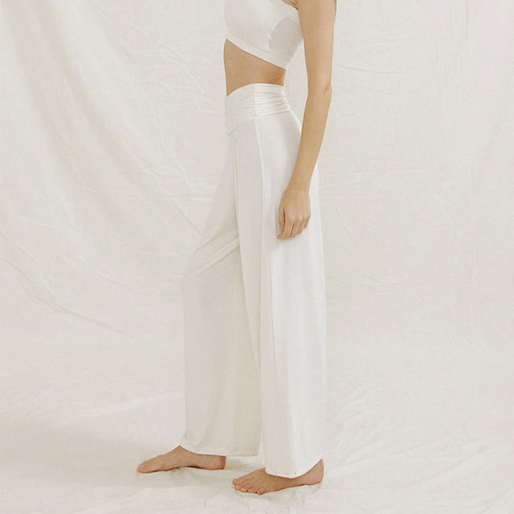 Pantalones de pierna ancha Leica para mujer, holgados, de talle alto y estilo casual con Buddha Stones - image 12