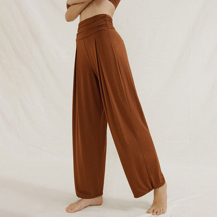 Pantalones de pierna ancha Leica para mujer, holgados, de talle alto y estilo casual con Buddha Stones - image 4