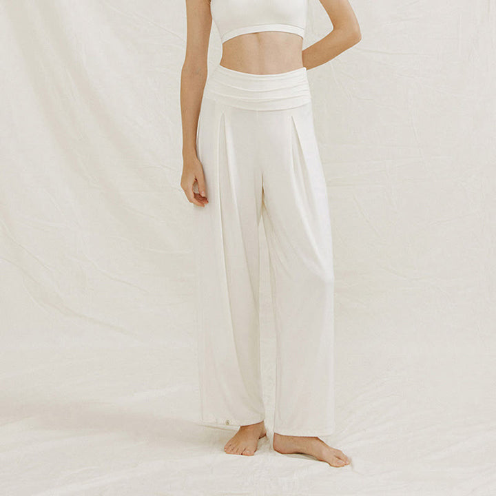 Pantalones de pierna ancha Leica para mujer, holgados, de talle alto y estilo casual con Buddha Stones - image 13