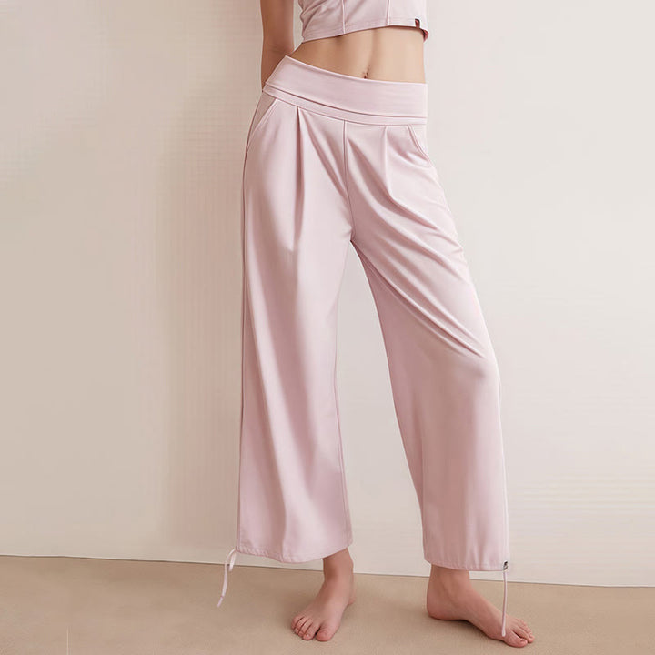 Pantalones Leica para mujer con bolsillos y dobladillo con cordón y estilo casual de Buddha Stones - image 10