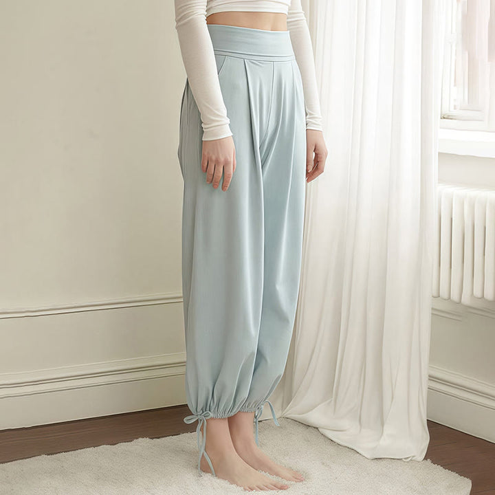 Pantalones Leica para mujer con bolsillos y dobladillo con cordón y estilo casual de Buddha Stones - image 1