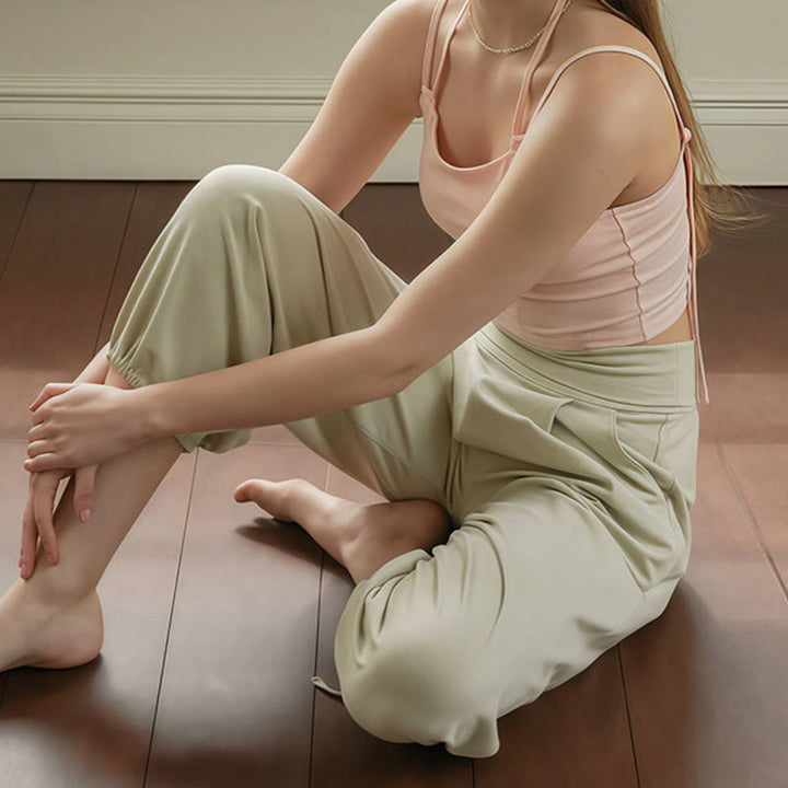 Pantalones Leica para mujer con bolsillos y dobladillo con cordón y estilo casual de Buddha Stones - image 18