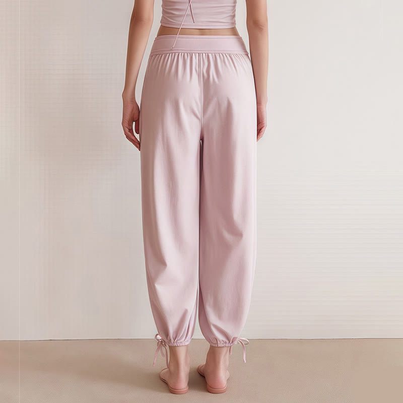 Pantalones Leica para mujer con bolsillos y dobladillo con cordón y estilo casual de Buddha Stones - image 9