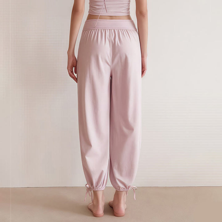 Pantalones Leica para mujer con bolsillos y dobladillo con cordón y estilo casual de Buddha Stones - image 9