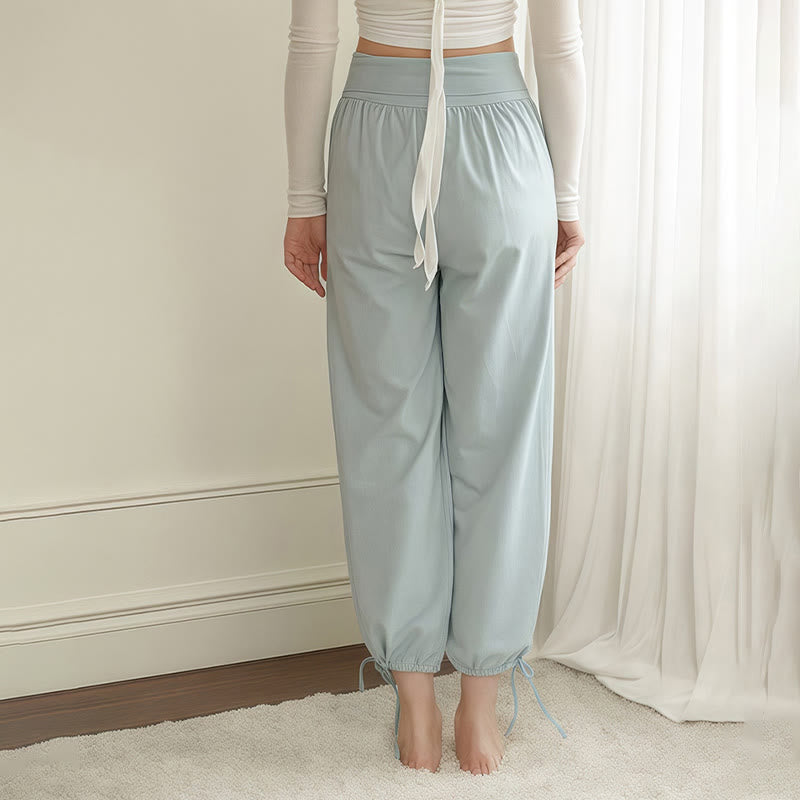 Pantalones Leica para mujer con bolsillos y dobladillo con cordón y estilo casual de Buddha Stones - image 2