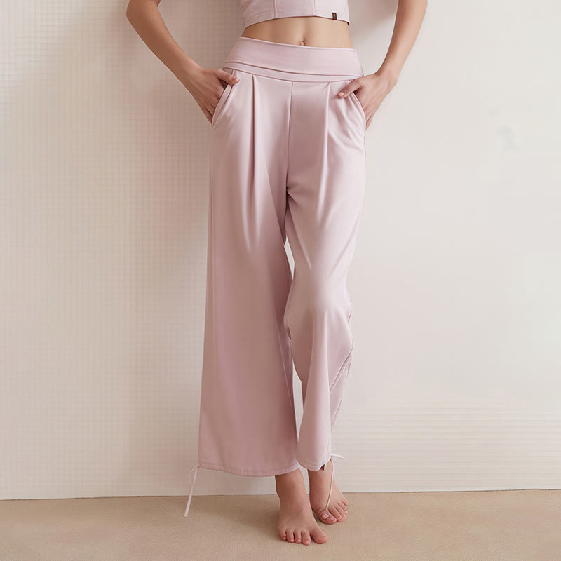 Pantalones Leica para mujer con bolsillos y dobladillo con cordón y estilo casual de Buddha Stones - image 12