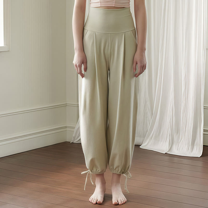 Pantalones Leica para mujer con bolsillos y dobladillo con cordón y estilo casual de Buddha Stones - Verde mar oscuro - US4，UK/AU8，EU36 (L) - image 13