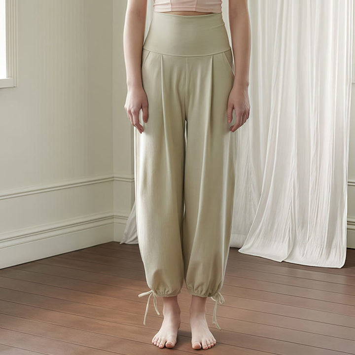 Pantalones Leica para mujer con bolsillos y dobladillo con cordón y estilo casual de Buddha Stones - Verde mar oscuro - US4，UK/AU8，EU36 (L) - image 13