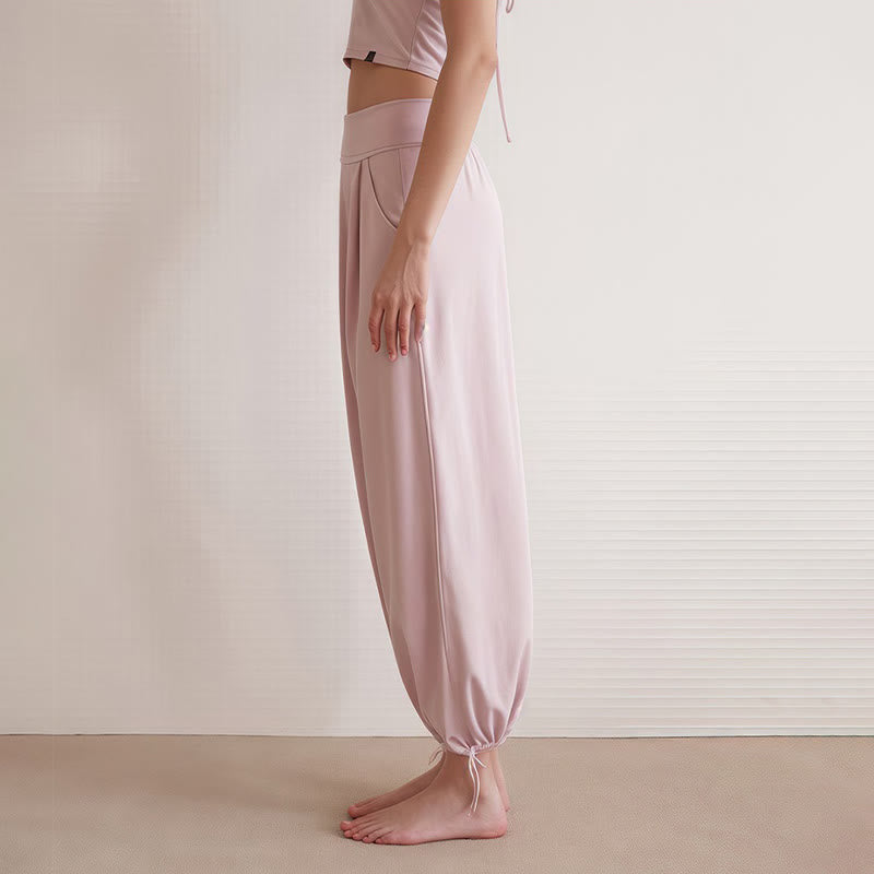 Pantalones Leica para mujer con bolsillos y dobladillo con cordón y estilo casual de Buddha Stones - image 11