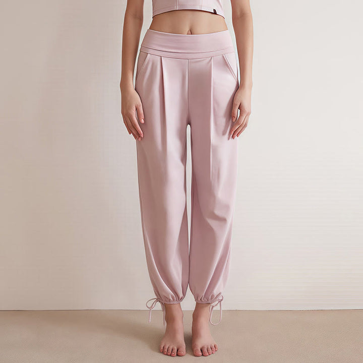 Pantalones Leica para mujer con bolsillos y dobladillo con cordón y estilo casual de Buddha Stones - Rosa - US4，UK/AU8，EU36 (L) - image 8
