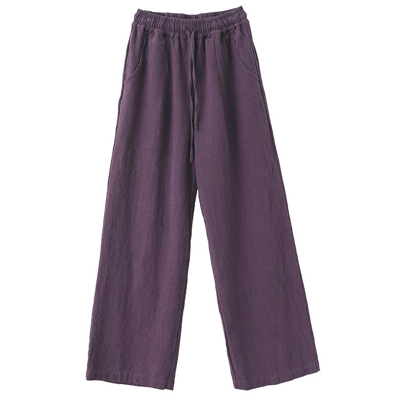 Pantalones anchos de pierna recta, holgados, informales, de algodón ramio, para mujer, con bolsillos, de Buddha Stones - image 3
