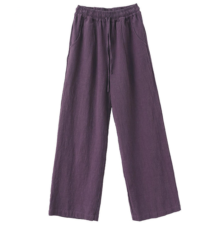 Pantalones anchos de pierna recta, holgados, informales, de algodón ramio, para mujer, con bolsillos, de Buddha Stones - image 3