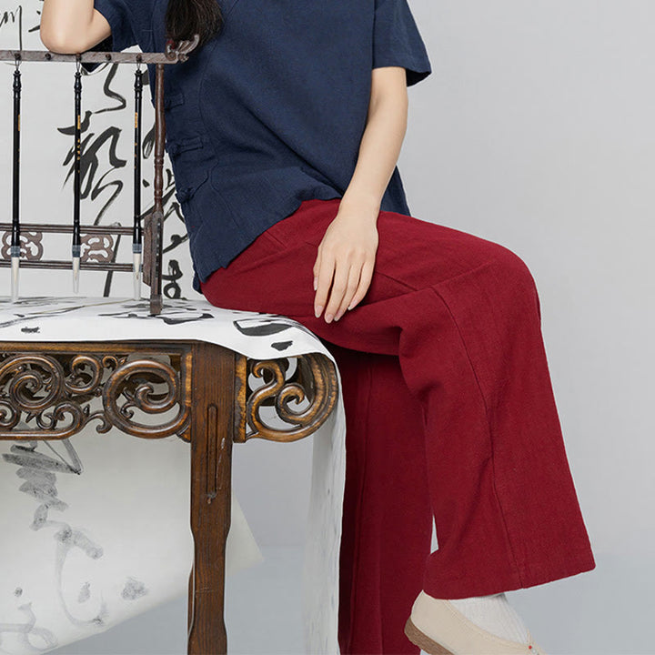 Pantalones anchos de pierna recta, holgados, informales, de algodón ramio, para mujer, con bolsillos, de Buddha Stones - Ladrillo refractario - US6, UK/AU10, EU38 (L) - image 21