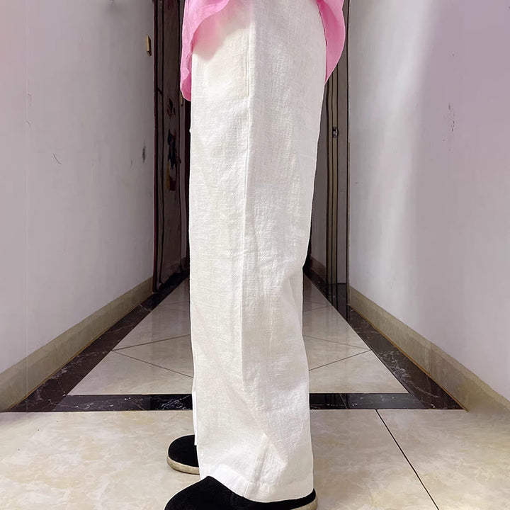 Pantalones anchos de pierna recta, holgados, informales, de algodón ramio, para mujer, con bolsillos, de Buddha Stones - image 11