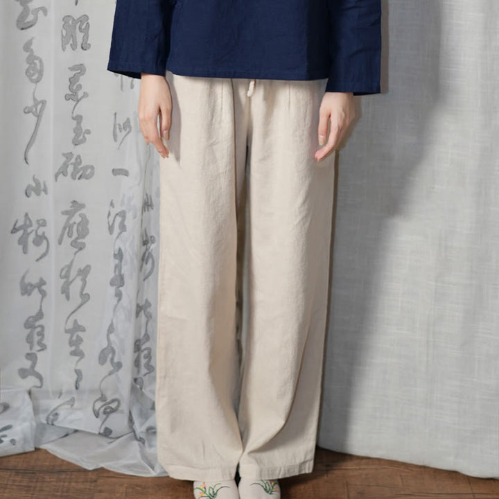 Pantalones anchos de pierna recta, holgados, informales, de algodón ramio, para mujer, con bolsillos, de Buddha Stones - image 23