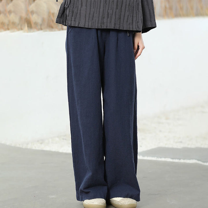 Pantalones anchos de pierna recta, holgados, informales, de algodón ramio, para mujer, con bolsillos, de Buddha Stones - image 18