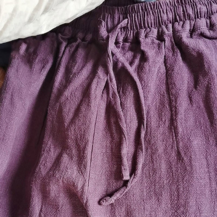 Pantalones anchos de pierna recta, holgados, informales, de algodón ramio, para mujer, con bolsillos, de Buddha Stones - image 5