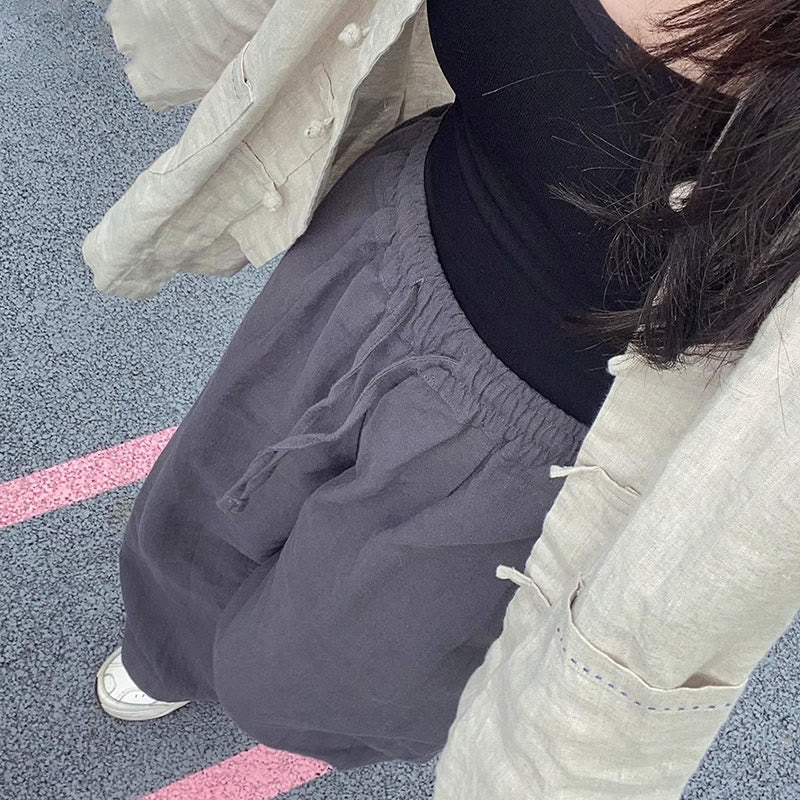 Pantalones anchos de pierna recta, holgados, informales, de algodón ramio, para mujer, con bolsillos, de Buddha Stones - image 6