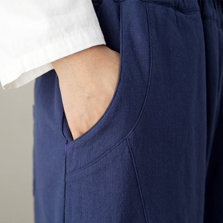 Pantalones casuales holgados de algodón con bolsillos para mujer de Buddha Stones - image 4