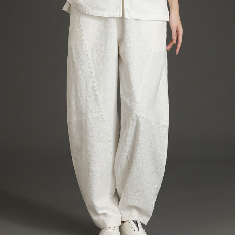 Pantalones casuales holgados de algodón con bolsillos para mujer de Buddha Stones - Blanco - US8-10, UK/AU12-14, EU40-42 (XL) - image 11