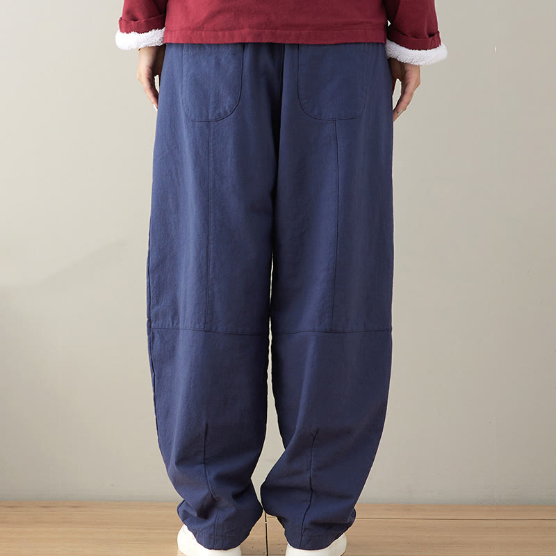 Pantalones casuales holgados de algodón con bolsillos para mujer de Buddha Stones - image 1