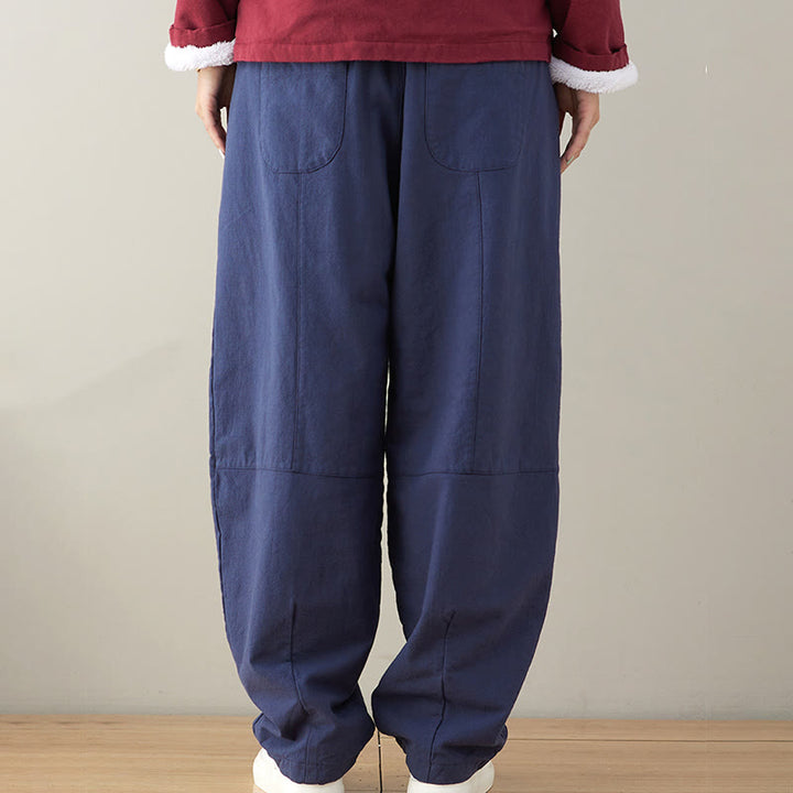 Pantalones casuales holgados de algodón con bolsillos para mujer de Buddha Stones - image 1