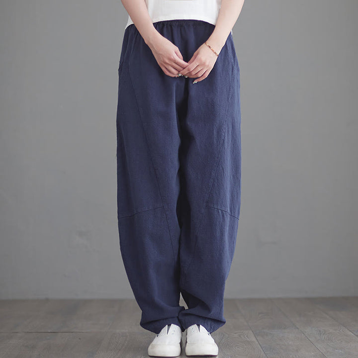 Pantalones casuales holgados de algodón con bolsillos para mujer de Buddha Stones - image 3
