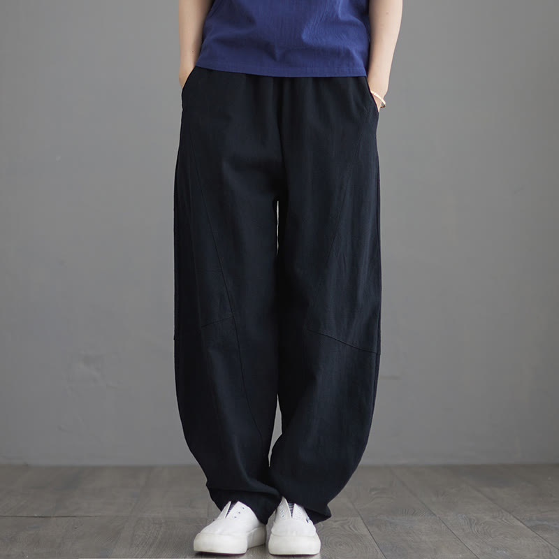 Pantalones casuales holgados de algodón con bolsillos para mujer de Buddha Stones - Negro - US8-10, UK/AU12-14, EU40-42 (XL) - image 6