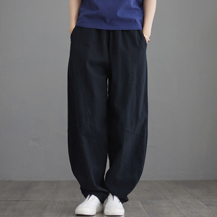 Pantalones casuales holgados de algodón con bolsillos para mujer de Buddha Stones - Negro - US8-10, UK/AU12-14, EU40-42 (XL) - image 6