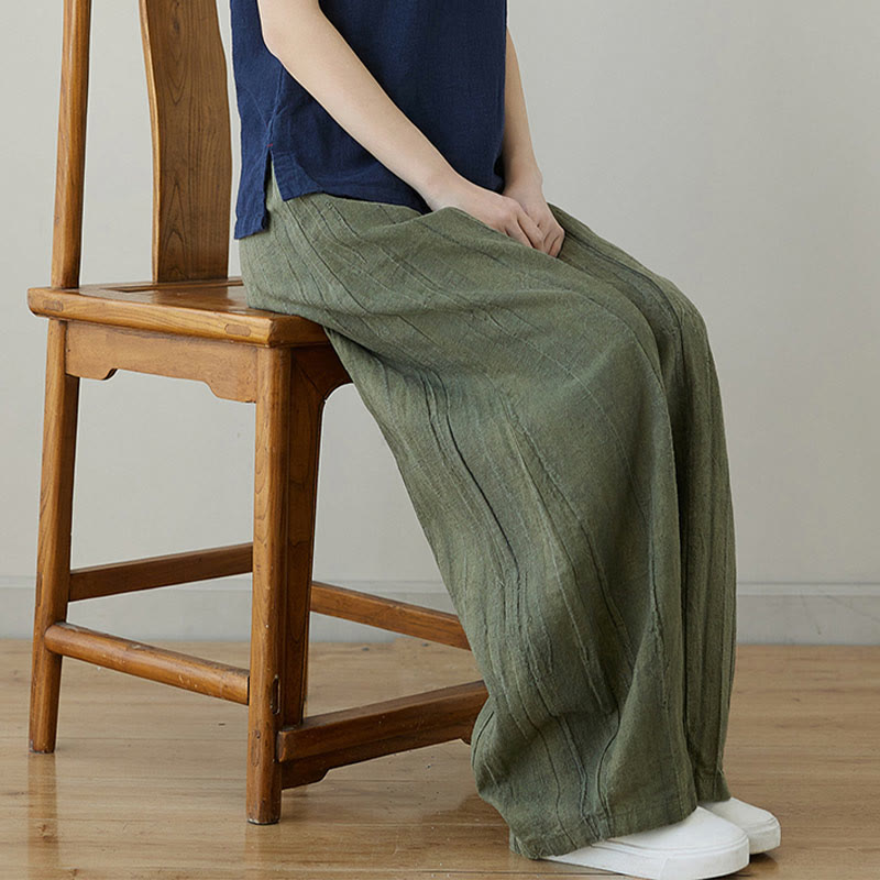 Pantalones de mujer de ramio desgastados, lisos, holgados y casuales con diseño tie-dye y bolsillos de Buddha Stones - image 14