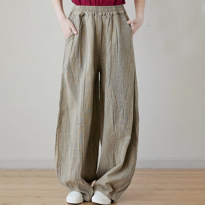 Pantalones de mujer de ramio desgastados, lisos, holgados y casuales con diseño tie-dye y bolsillos de Buddha Stones - vara de oro pálida - US8-10, UK/AU12-14, EU40-42 (XL) - image 21