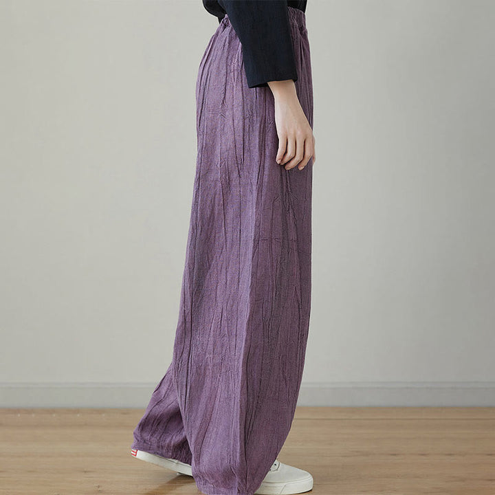 Pantalones de mujer de ramio desgastados, lisos, holgados y casuales con diseño tie-dye y bolsillos de Buddha Stones - image 18