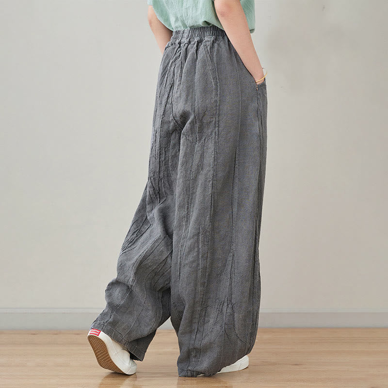 Pantalones de mujer de ramio desgastados, lisos, holgados y casuales con diseño tie-dye y bolsillos de Buddha Stones - image 8