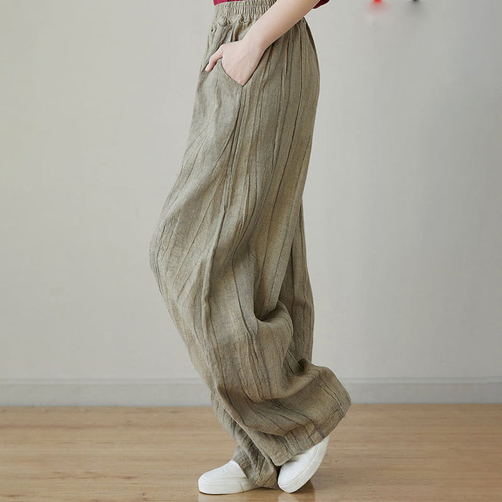 Pantalones de mujer de ramio desgastados, lisos, holgados y casuales con diseño tie-dye y bolsillos de Buddha Stones - image 22