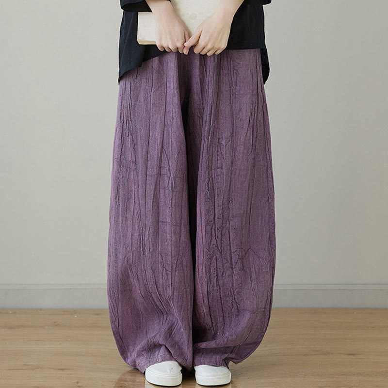 Pantalones de mujer de ramio desgastados, lisos, holgados y casuales con diseño tie-dye y bolsillos de Buddha Stones - image 17