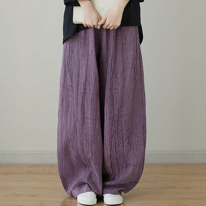 Pantalones de mujer de ramio desgastados, lisos, holgados y casuales con diseño tie-dye y bolsillos de Buddha Stones - image 17