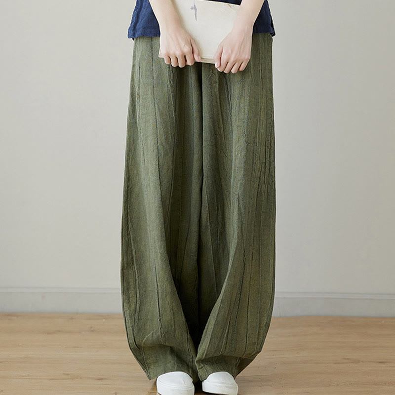 Pantalones de mujer de ramio desgastados, lisos, holgados y casuales con diseño tie-dye y bolsillos de Buddha Stones - image 12