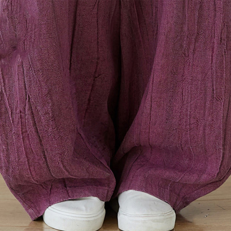 Pantalones de mujer de ramio desgastados, lisos, holgados y casuales con diseño tie-dye y bolsillos de Buddha Stones - image 4