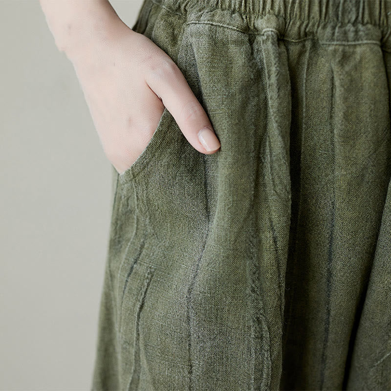 Pantalones de mujer de ramio desgastados, lisos, holgados y casuales con diseño tie-dye y bolsillos de Buddha Stones - image 15