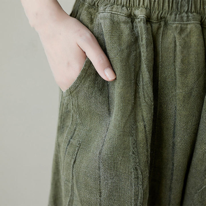 Pantalones de mujer de ramio desgastados, lisos, holgados y casuales con diseño tie-dye y bolsillos de Buddha Stones - image 15