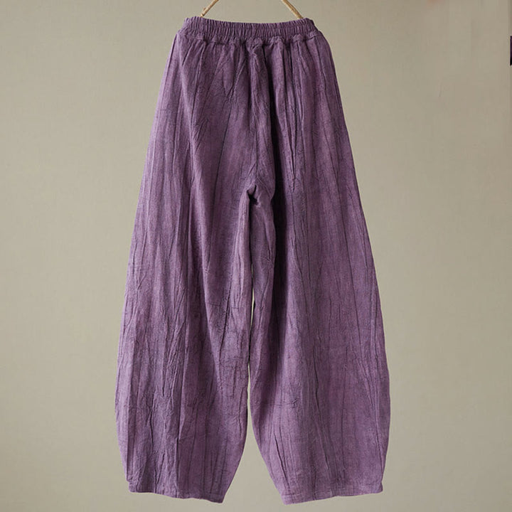 Pantalones de mujer de ramio desgastados, lisos, holgados y casuales con diseño tie-dye y bolsillos de Buddha Stones - image 20