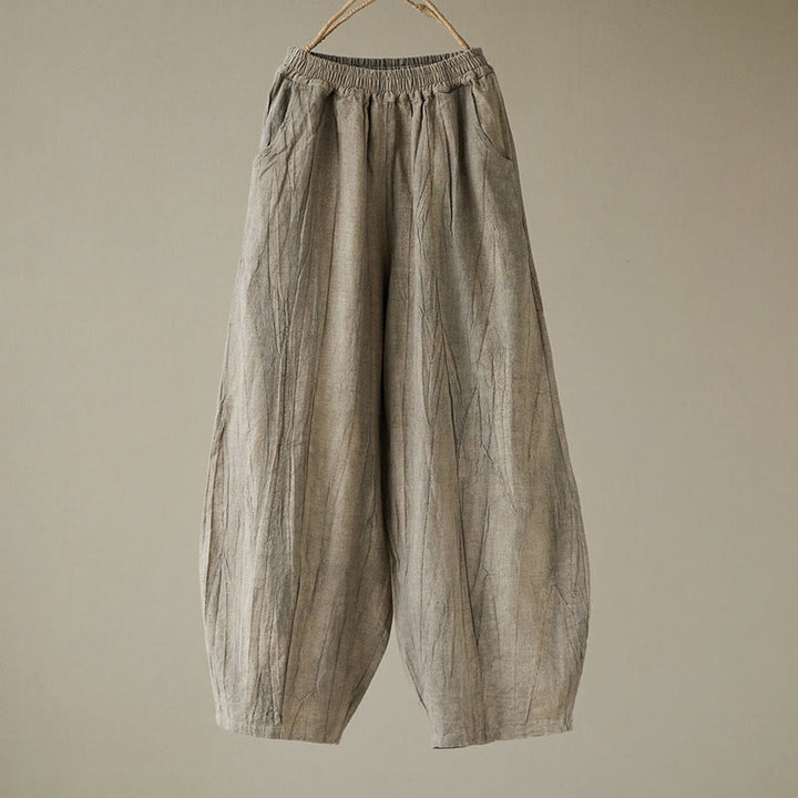 Pantalones de mujer de ramio desgastados, lisos, holgados y casuales con diseño tie-dye y bolsillos de Buddha Stones - image 24