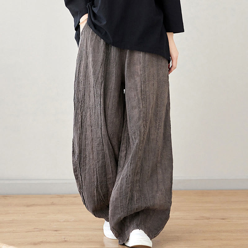 Pantalones de mujer de ramio desgastados, lisos, holgados y casuales con diseño tie-dye y bolsillos de Buddha Stones - image 28