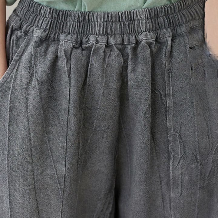 Pantalones de mujer de ramio desgastados, lisos, holgados y casuales con diseño tie-dye y bolsillos de Buddha Stones - image 10