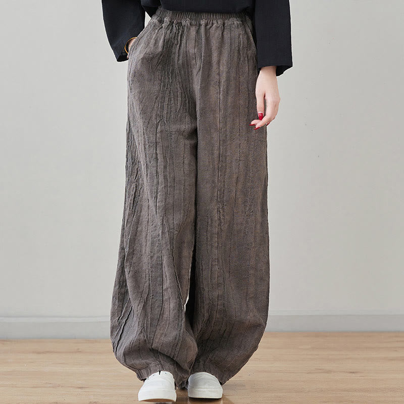 Pantalones de mujer de ramio desgastados, lisos, holgados y casuales con diseño tie-dye y bolsillos de Buddha Stones - Gris tenue - US8-10, UK/AU12-14, EU40-42 (XL) - image 26