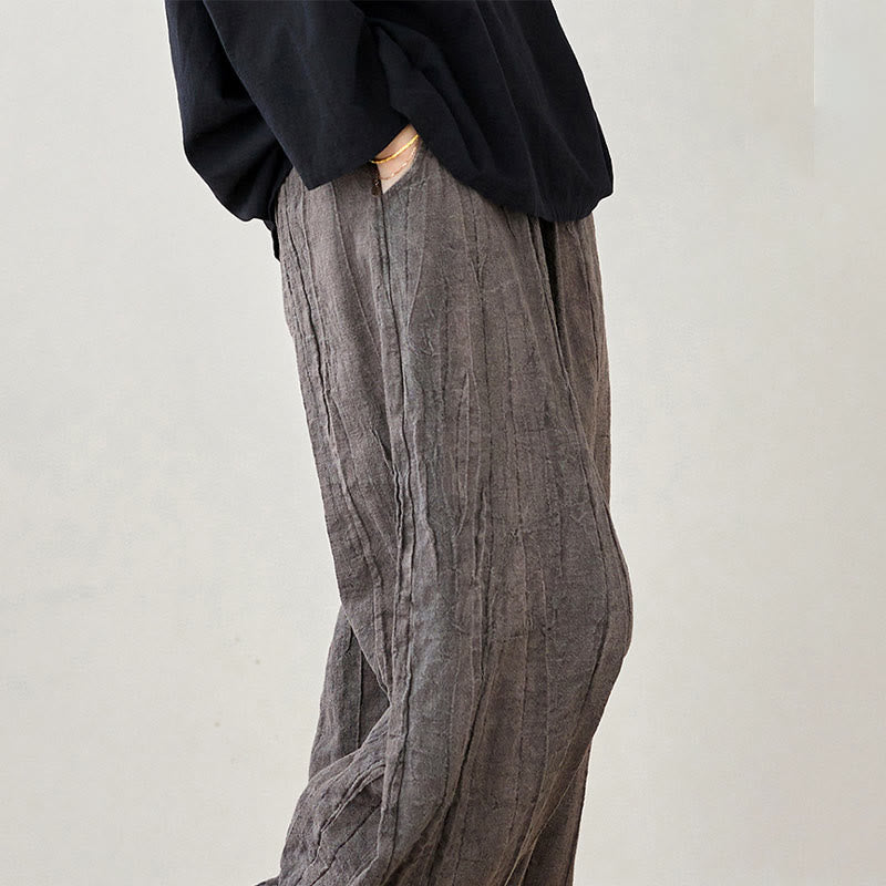 Pantalones de mujer de ramio desgastados, lisos, holgados y casuales con diseño tie-dye y bolsillos de Buddha Stones - image 27