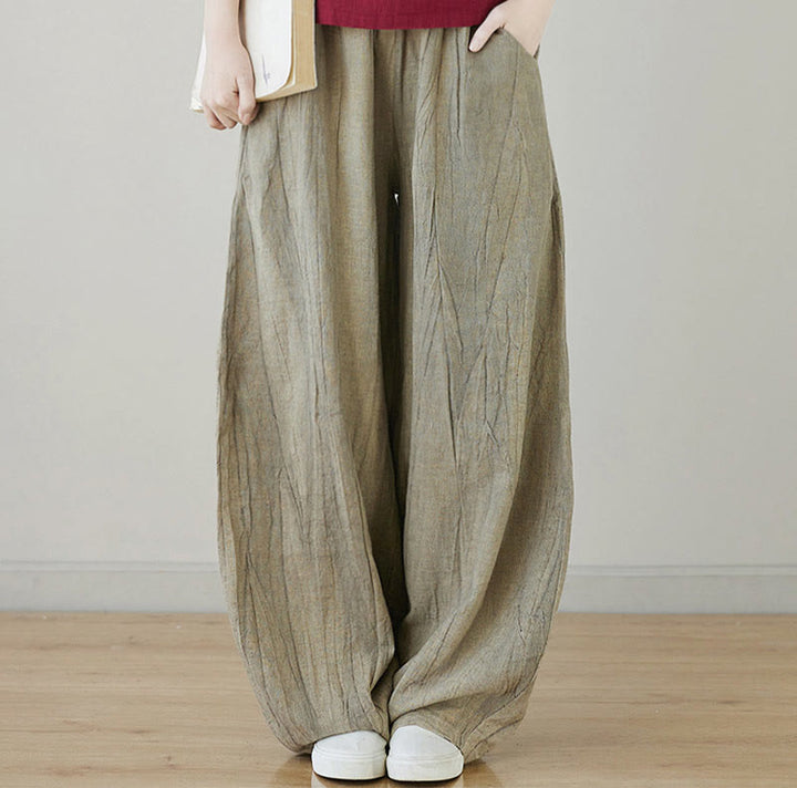 Pantalones de mujer de ramio desgastados, lisos, holgados y casuales con diseño tie-dye y bolsillos de Buddha Stones - image 23