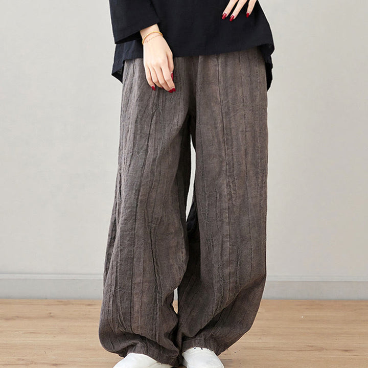 Pantalones de mujer de ramio desgastados, lisos, holgados y casuales con diseño tie-dye y bolsillos de Buddha Stones - image 29